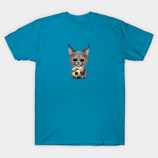 Lynx Cub With Football Soccer Ball T-Shirt by jeffbartels